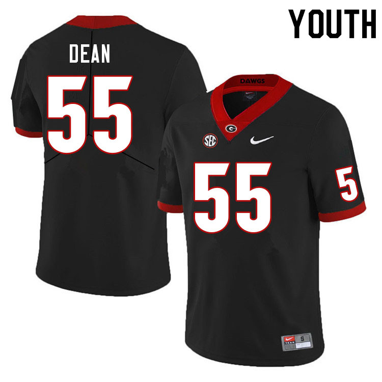 Youth #55 Marlin Dean Georgia Bulldogs College Football Jerseys Sale-Black